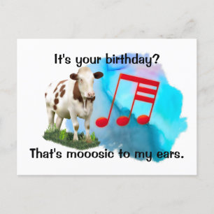 Birthday Musical Koe Briefkaart
