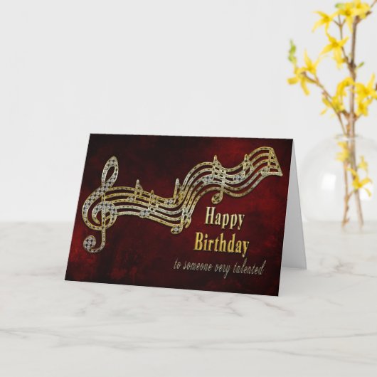 Birthday - Musical Notes Kaart (Gele Bloem)