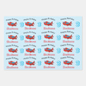 Birthday-naam en ouderdom van het roodblauwe vlieg inpakpapier vel (Voorkant 3)