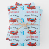 Birthday-naam en ouderdom van het roodblauwe vlieg inpakpapier vel (In situ)