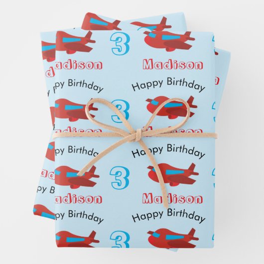 Birthday-naam en ouderdom van het roodblauwe vlieg inpakpapier vel (In situ)