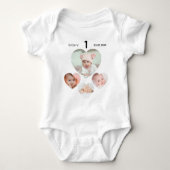 Birthday name age photo collage baby girl romper (Voorkant)