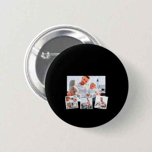 Birthday Name Age Photo Collage  Ronde Button 5,7 Cm (Voorkant /achterkant)