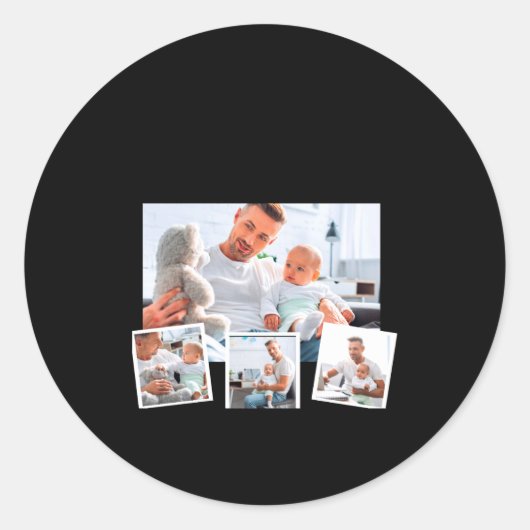 Birthday Name Age Photo Collage  Ronde Sticker (Voorkant)