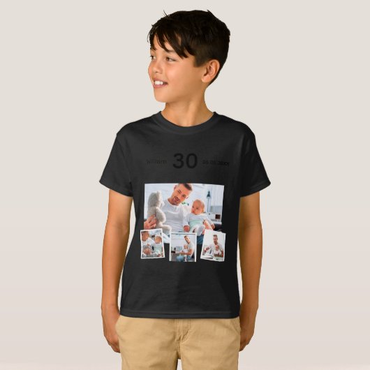 Birthday Name Age Photo Collage  T-shirt (Voorkant volledig)