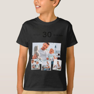 Birthday Name Age Photo Collage  T-shirt