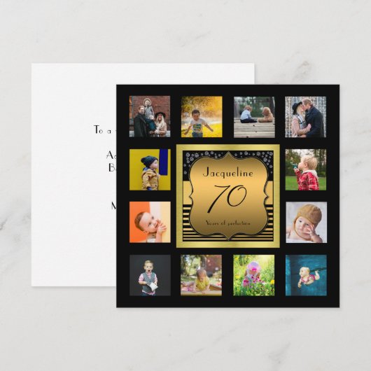 Birthday Name Jaar Foto Black Gold Art Deco (Voorkant / Achterkant)