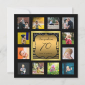 Birthday Name Jaar Foto Black Gold Art Deco (Voorkant)