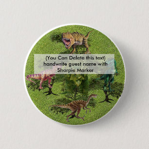Birthday Name Pin Favors for Dinosaurs Party Ronde Button 5,7 Cm