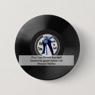 Birthday Name Pin Favors Retro Rock n Roll Party Ronde Button 5,7 Cm
