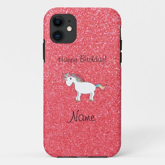 Birthday name unicorn light roze glitter Case-Mate iPhone case (Achterkant)