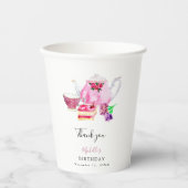 Birthday namiddag Tea Party Script Elegant roze Papieren Bekers (Voorkant)