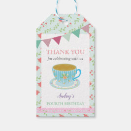 Birthday namiddag Tea Party Shabby Chic Cute Cadeaulabel