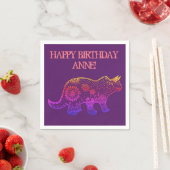 Birthday Napkins Dinosaur Art , Mandala Dinosaur Servet (Insitu)