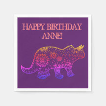 Birthday Napkins Dinosaur Art , Mandala Dinosaur