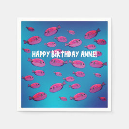 Birthday Napkins Pink Fishand Water Servet