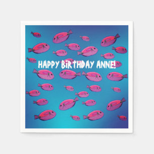 Birthday Napkins Pink Fishand Water Servet