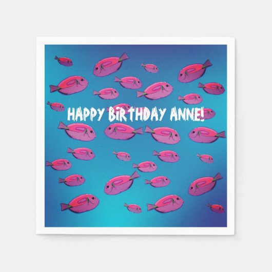 Birthday Napkins Pink Fishand Water Servet (Voorkant)