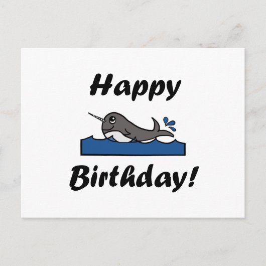 Birthday Narwhal Briefkaart (Voorkant)