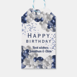 Birthday Navy-ballon Cadeaulabel