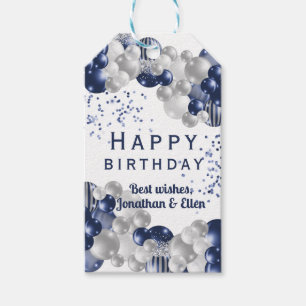 Birthday Navy-ballon Cadeaulabel