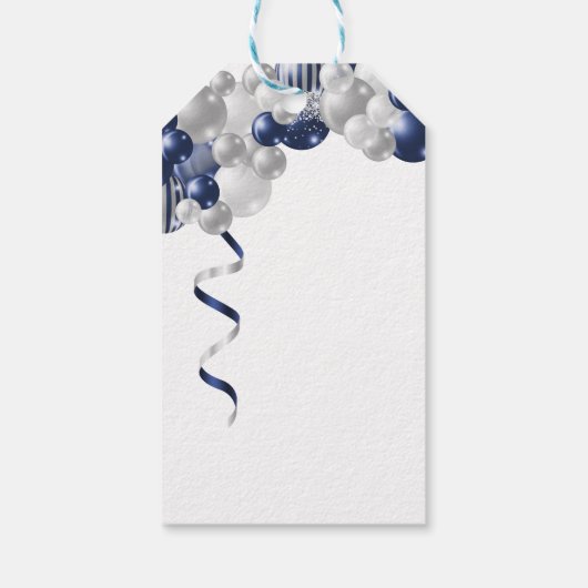 Birthday Navy-ballon Cadeaulabel (Achterkant)