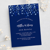 Birthday navy blue confetti mannen party kaart