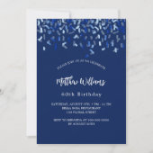Birthday navy blue confetti mannen party kaart (Voorkant)