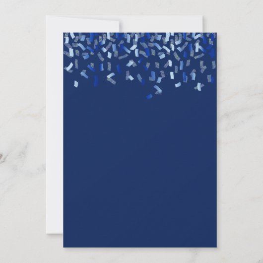 Birthday navy blue confetti mannen party kaart (Achterkant)