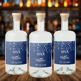 Birthday navy blue confetti name years likeurfles etiket