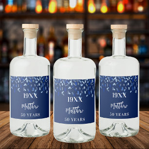 Birthday navy blue confetti name years likeurfles etiket