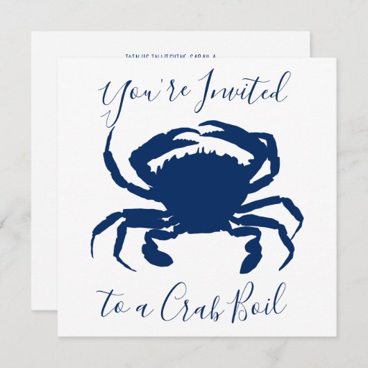 Birthday Navy Blue Crab Kaart (Voorkant / Achterkant)