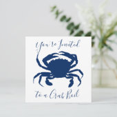 Birthday Navy Blue Crab Kaart (Staand voorkant)