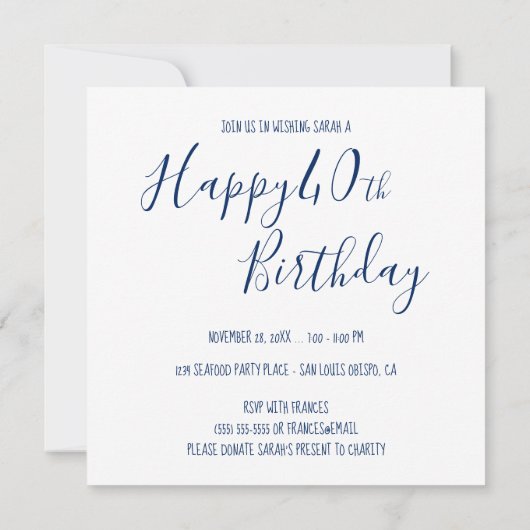 Birthday Navy Blue Crab Kaart (Achterkant)