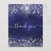 Birthday navy blue glitter budget dank je kaart (Voorkant)