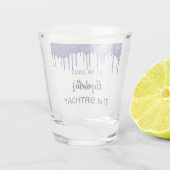 Birthday navy blue glitter drift name shot glas (Achterkant)