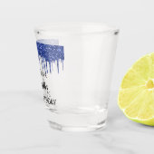 Birthday navy blue glitter drift name shot glas (Rechts)