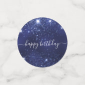 Birthday navy blue glitter foto naam confetti (Kleine voorkant)