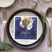 Birthday navy blue glitter gold balloons photo servet