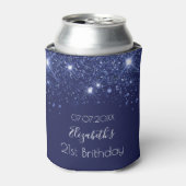 Birthday navy blue glitter name blikjeskoeler (Blikje Voorkant)