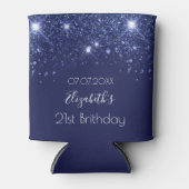 Birthday navy blue glitter name blikjeskoeler (Voorkant)