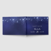 Birthday navy blue glitter name gastenboek (Volledig)