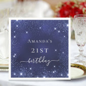 Birthday navy blue glitter name glamoureus servet