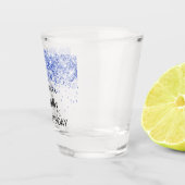 Birthday navy blue glitter sparkles name shot glas (Rechts)