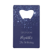 Birthday navy blue glitter substance name creditkaart flessenopener (Achterkant)
