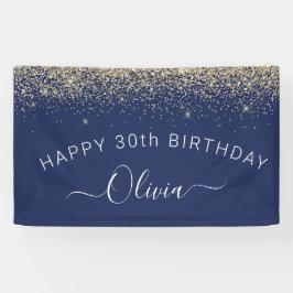 'Birthday Navy Blue Gold Any Age Glitter Girly' Spandoek