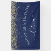 'Birthday Navy Blue Gold Any Age Glitter Girly' Spandoek (Verticaal)