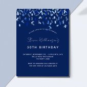 Birthday navy blue mannen guy budget uitnodiging flyer
