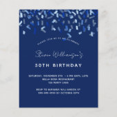Birthday navy blue mannen guy budget uitnodiging flyer (Voorkant)