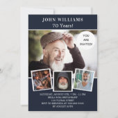 Birthday navy blue photocollage kaart (Voorkant)